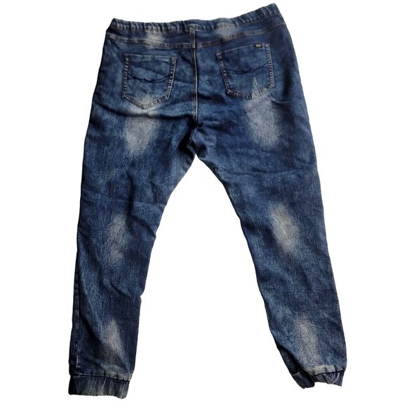 Hype Women's Blue Denim Joggers Size 21/22 - Stretchy Comfortable Elastic Waist - Picture 2 of 12